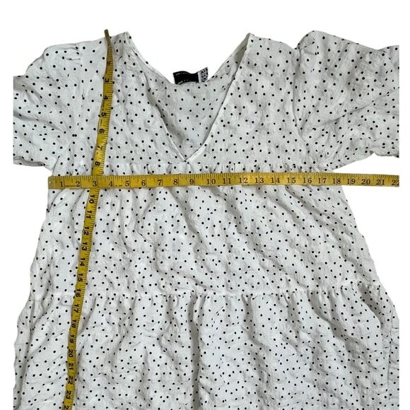 ASOS Design White Polka Dot Midi Dress Puff Sleeve V-Neck Size 8 - Picture 10 of 11